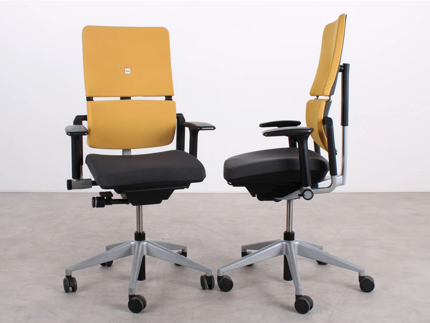 Steelcase Ligne 55 Juoda-Geltana Biuro Kėdė Su 3D Porankiais, Švedija