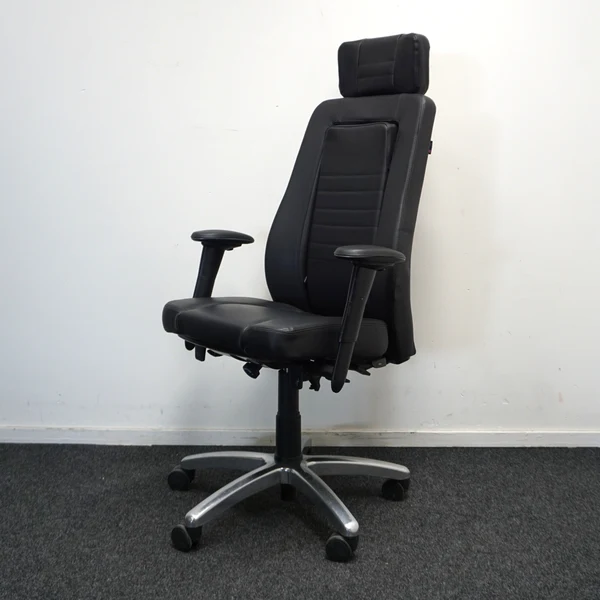 BMA Axia Focus Juoda Odinė Ergonomiška Biuro Kėdė, Švedija
